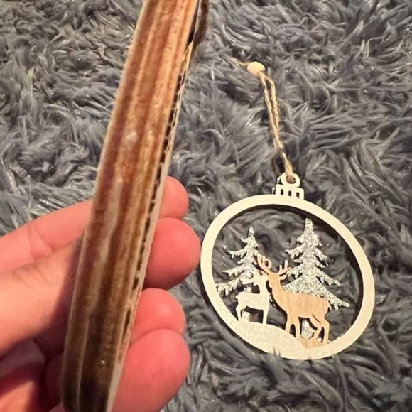 Wooden Christmas Ornaments Xmas Holiday Cabin Decor Deer Tree Decorations 6pc - Picture 11 of 11